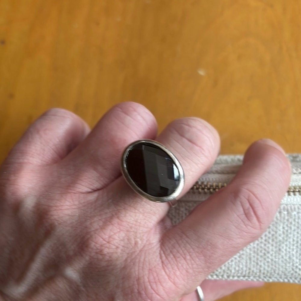 Silver Statement Ring with Black Onyx Stone
